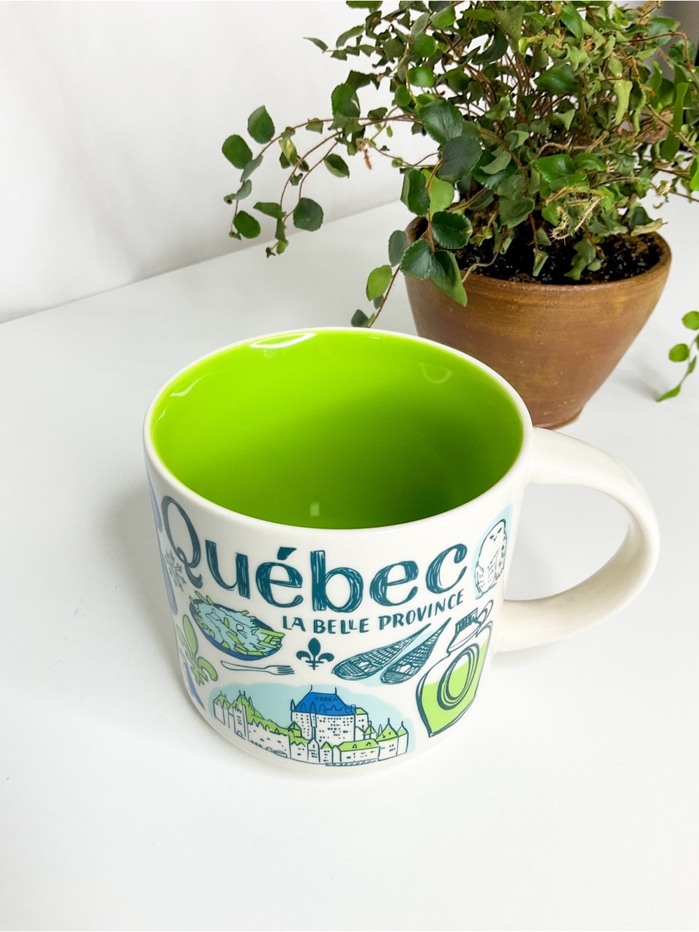 STARBUCKS Been There 2019 Québec Green Interior Ceramic Coffee Mug